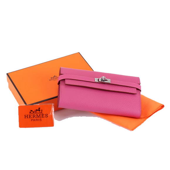 High Quality Hermes Kelly Bi-Fold Wallet A708 Roseo Fake - Click Image to Close